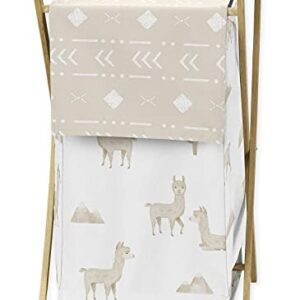 Sweet Jojo Designs Boho Llama Baby Kid Clothes Laundry Hamper - Gender Neutral Beige Taupe Tan and White Bohemian Southwest Watercolor Mountain Cactus Alpaca Farmhouse Animal Aztec Tribal Geometric