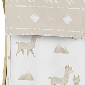 Sweet Jojo Designs Boho Llama Baby Kid Clothes Laundry Hamper - Gender Neutral Beige Taupe Tan and White Bohemian Southwest Watercolor Mountain Cactus Alpaca Farmhouse Animal Aztec Tribal Geometric