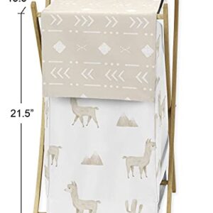 Sweet Jojo Designs Boho Llama Baby Kid Clothes Laundry Hamper - Gender Neutral Beige Taupe Tan and White Bohemian Southwest Watercolor Mountain Cactus Alpaca Farmhouse Animal Aztec Tribal Geometric