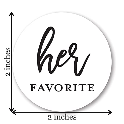 2" Round His Favorite Her Favorite Wedding Favor Stickers - 80 cnt (40 of Each) (Black on White)