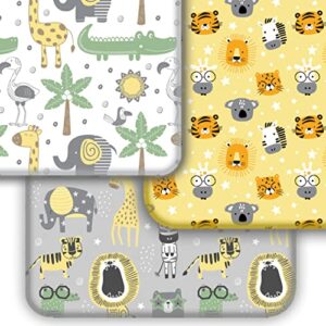 grow wild crib sheets for boys | baby crib sheets (3 pack), safari crib mattress sheet or toddler bed sheet, elephant baby sheet