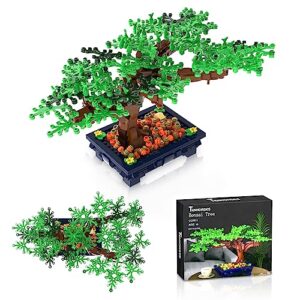 tenhorses bonsai tree building set for adults, creative plants building kit botanical home decor cool birthday gift for adults kids (817pcs)