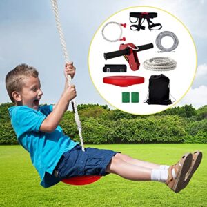 VEVOR Zip line Kits for Backyard 110FT, Zip Lines for Kid and Adult, Included Swing Seat, Zip Lines Brake, and Steel Trolley, Outdoor Playground Equipment Red