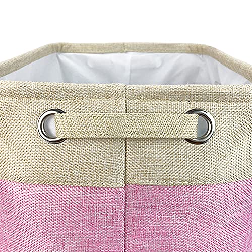MALIHONG Personalized Foldable Storage Basket with Cute Dog French Bulldog Collapsible Sturdy Fabric Pet Toys Storage Bin Cube with Handles for Organizing Shelf Home Closet, Pink and White