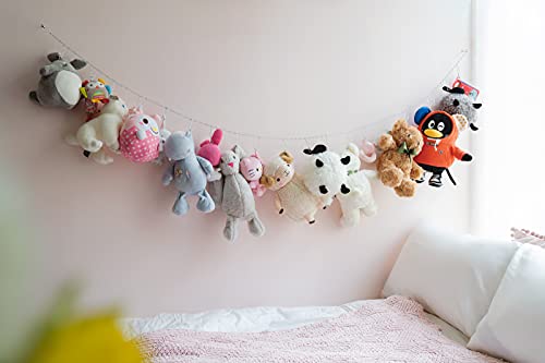 Mkono Stuffed Animal Storage Chain Metal Kids Toy Organizer Hanger with 20 Clips for Stuffed Animals Simple Toys Display Holder Stuff Animal Hanger for Nursery Play Room Kid Room, 1 Piece