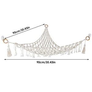 CHUWUJU Stuffed Animal Storage Hammock,Hanging Macrame Boho Tassels Hammock Net Toy Organizer Net Holder for Nursery Kids Bedroom,Perfect Home Decor