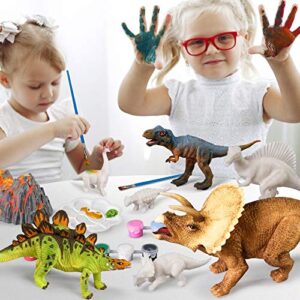 whatstem 3D Dinosaurs Painting Kit with 12 Dinos for Kids Age 3-15, Arts and Crafts Kits Drawing Toys with Dinosaurs Set Creativity Gifts for Boys and Girls