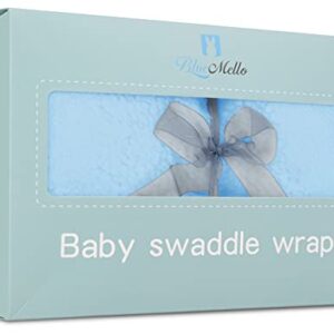 BlueMello Baby Swaddle Blanket | Ultra-Soft Plush Essential for Boys 0-6 Months | Receiving Swaddling Wrap Blue | Ideal for Infant Accessories and Newborn Registry | Perfect Baby Girl Shower Gift