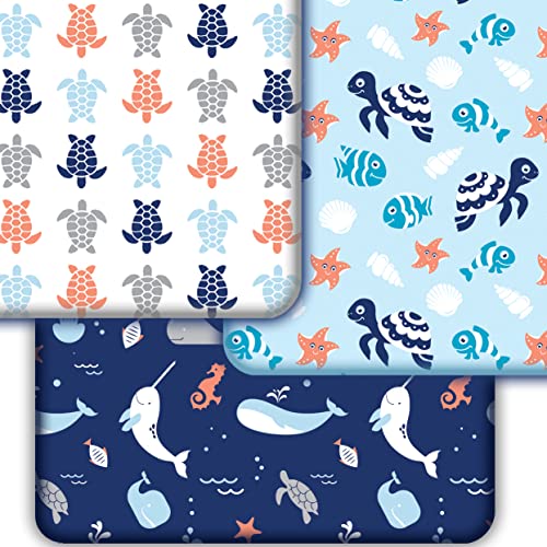 GROW WILD Crib Sheets for Boys (3 Pack), Baby Crib Sheets Soft & Fitted, Crib Mattress Sheet or Toddler Bed Sheets | Crib Sheet Ocean Whale Turtle