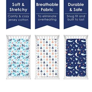 GROW WILD Crib Sheets for Boys (3 Pack), Baby Crib Sheets Soft & Fitted, Crib Mattress Sheet or Toddler Bed Sheets | Crib Sheet Ocean Whale Turtle