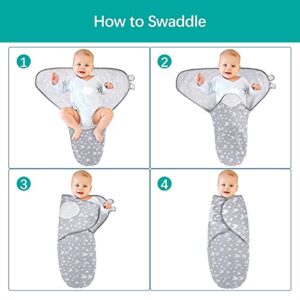 Biloban Baby Swaddles 0-3 Months for Boy Girls, Baby Swaddle, Newborn Swaddle, Cotton Adjustable Swaddle Blanket, Lovely Grey Print, 2 Pack