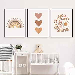 PUYIQARE You Are My Sunshine Canvas Wall Art Nursery Art Print Heart Nursery Wall Art Boho Wall Art Prints for Girls Room Decor Boho Sunshine Nursery Decorfor Baby Kids Room Decor Unframed