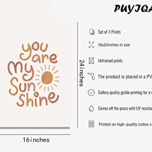 PUYIQARE You Are My Sunshine Canvas Wall Art Nursery Art Print Heart Nursery Wall Art Boho Wall Art Prints for Girls Room Decor Boho Sunshine Nursery Decorfor Baby Kids Room Decor Unframed