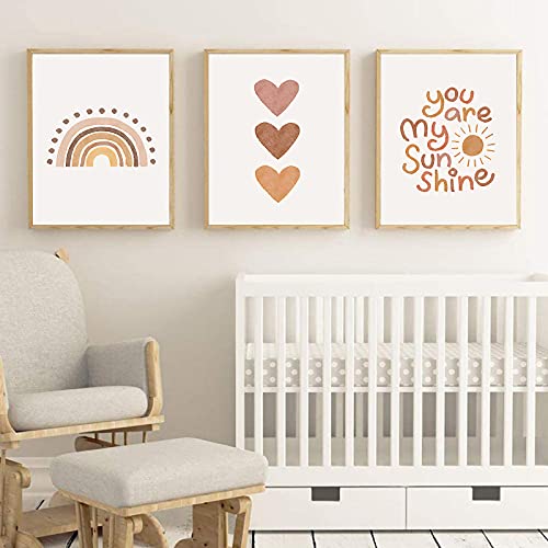 PUYIQARE You Are My Sunshine Canvas Wall Art Nursery Art Print Heart Nursery Wall Art Boho Wall Art Prints for Girls Room Decor Boho Sunshine Nursery Decorfor Baby Kids Room Decor Unframed