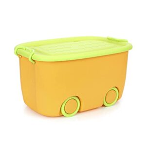 DOITOOL Storage Bins Stackable Box Stackable Organization Box with Wheel Clothes Sundries Book Container Bin for Home Bedroom Nursery Room Orange Storage Containers