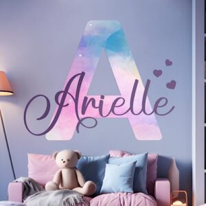 multiple font wall decor bright letter and shimmer colors i custom name & initial i baby girl i nursery wall decal for baby room decorations i wall sticker for bedroom i multiple options for customization