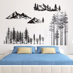 3 Sheets Mountain Forest Bear Wall Decals Stickers Pine Tree Wall Decals Woodland Trees Wall Stickers Deer Forest Decals for Kids Nursery Bedroom Living Room Decor, 11.8 x 35.4 Inches (Bear)