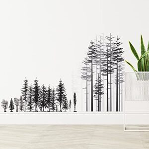 3 Sheets Mountain Forest Bear Wall Decals Stickers Pine Tree Wall Decals Woodland Trees Wall Stickers Deer Forest Decals for Kids Nursery Bedroom Living Room Decor, 11.8 x 35.4 Inches (Bear)