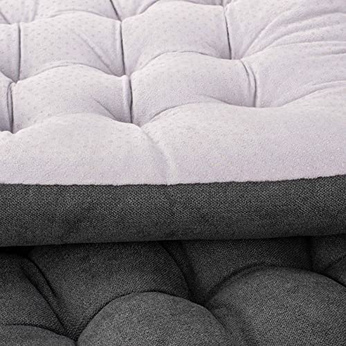 POMIU Rocking Chair Cushion, Chair Cushions, Premium Tufted Back and Seat Cushion Non Skid Slip, Chair Pads for Indoor Home, Kitchen, Desk Chair, Dining Chairs (Dark Grey, Fabric 1)