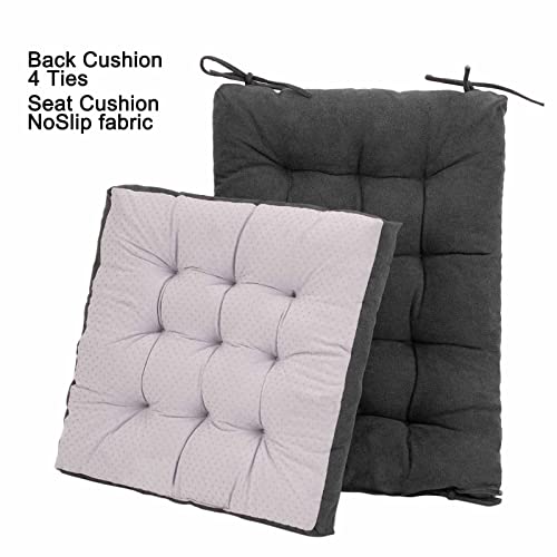 POMIU Rocking Chair Cushion, Chair Cushions, Premium Tufted Back and Seat Cushion Non Skid Slip, Chair Pads for Indoor Home, Kitchen, Desk Chair, Dining Chairs (Dark Grey, Fabric 1)