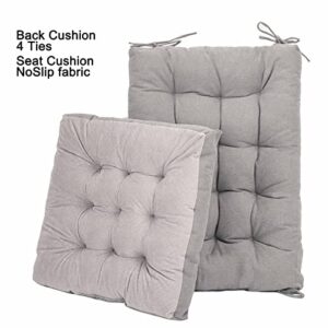 POMIU Rocking Chair Cushion, Chair Cushions, Premium Tufted Back and Seat Cushion Non Skid Slip, Chair Pads for Indoor Home, Kitchen, Desk Chair, Dining Chairs (Grey, Fabric 1)