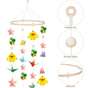 Baby Mobile DIY Kit Nursery Wooden Frame Mobile Crib Bed Bell Ceiling Wooden Wind Chime Hanging DIY Wooden Frame Ornaments Handmade Kit Round Wind Bell for Infant Toys