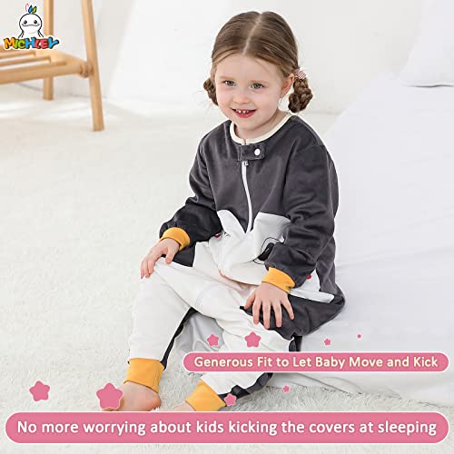 MICHLEY Baby Sleeping Bag Sack Long Sleeve with Feet Winter Swaddle Wearable Blanket for Boys Girls,Penguin,1-3Years