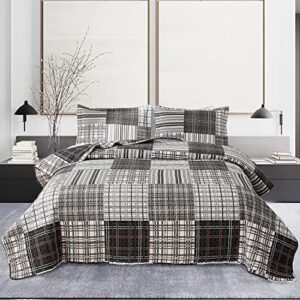 queen size quilt set bedding plaid patchwork bedspread set soft lightweight quilt bedspread bedding black white grey plaid stripe modern quilts patchwork coverlet mens home quilt for queen bed