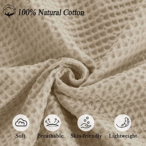 PHF 100% Cotton Baby Waffle Blankets - Lightweight Washed Soft Breathable Comfortable Swaddling Receiving Sleep Blankets - 30"x 40" Baby Toddler Blanket for Boys and Girls, Khaki