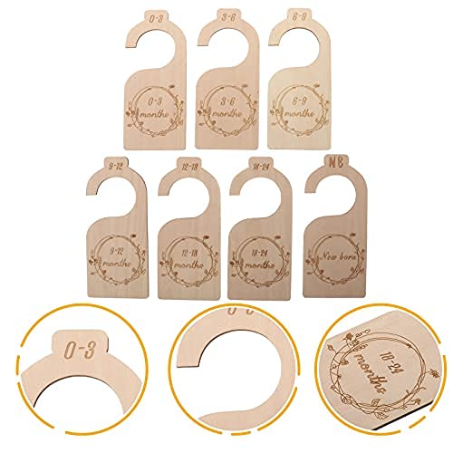 LKYUYV (7 Pieces) Baby Closet Dividers, Adventure Baby Closet Dividers By Month, Nursery Closet Organizer Wooden Newborn Wardrobe Divider Kids Clothes Divider to Arrange Clothes with Separator