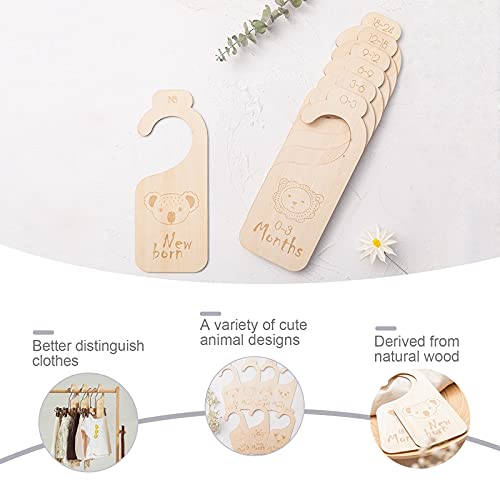 LKYUYV (7 Pieces) Baby Closet Dividers, Adventure Baby Closet Dividers By Month, Nursery Closet Organizer Wooden Newborn Wardrobe Divider Kids Clothes Divider to Arrange Clothes with Separator