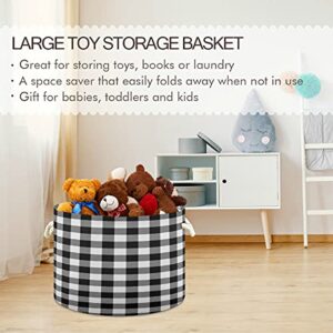 WELLDAY Cotton Rope Basket Buffalo Plaid Baby Laundry Basket for Blankets Toys Storage Basket