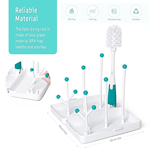 Termichy Travel Baby Bottle Drying Rack with Bottle Brush, Compact Size with Large Capacity for Working Mom, Visit Families, Friends or Camping with Baby