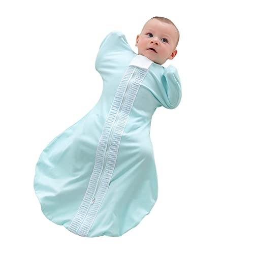 ZIGJOY Baby Wearable Blanket Newborn Swaddle with Arms Up Cotton Baby Sleep Bag with 2-Way Zipper 0.5 TOG Soft Transition Sleep Sack for Infant Boy Girl 3-6 Months Mint Green