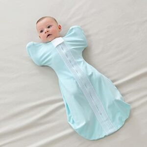 ZIGJOY Baby Wearable Blanket Newborn Swaddle with Arms Up Cotton Baby Sleep Bag with 2-Way Zipper 0.5 TOG Soft Transition Sleep Sack for Infant Boy Girl 3-6 Months Mint Green