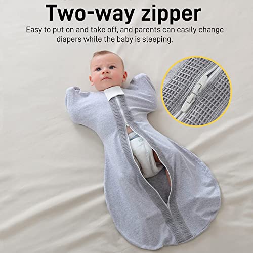 ZIGJOY Baby Wearable Blanket Newborn Swaddle with Arms Up Cotton Baby Sleep Bag with 2-Way Zipper 0.5 TOG Soft Transition Sleep Sack for Infant Boy Girl 3-6 Months Mint Green