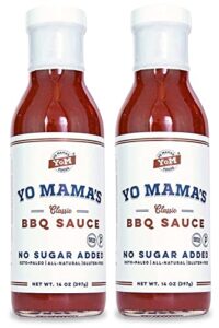 keto barbecue bbq sauce by yo mama's foods – (pack of 2) - vegan, no sugar added, low carb, low sodium, gluten free, paleo, and made with whole non-gmo tomatoes!