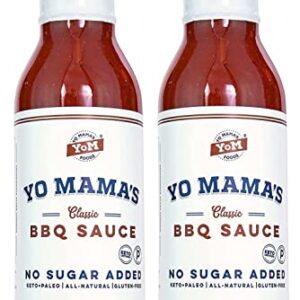 Keto Barbecue BBQ Sauce by Yo Mama's Foods – (Pack of 2) - Vegan, No Sugar Added, Low Carb, Low Sodium, Gluten Free, Paleo, and Made with Whole Non-GMO Tomatoes!