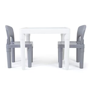 Humble Crew Kids Dry Erase Plastic Table and 2 Set, White Table & Grey Chairs, 20 x 20 x 17inches, 12 x 11 x 18 inches