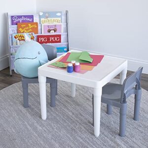 Humble Crew Kids Dry Erase Plastic Table and 2 Set, White Table & Grey Chairs, 20 x 20 x 17inches, 12 x 11 x 18 inches