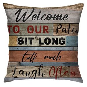 Porch Outdoor Pillows Set of 2,Decorative Porch Rules Outdoor Pillows Cover,Vintage Art Outdoor Cushion Covers,Patio Bench Cushions Cover for Bed Chair Sofa (Brown)