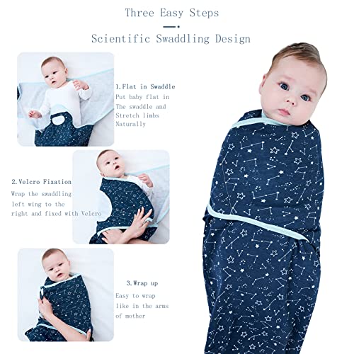 insular Swaddle Blanket, Baby Swaddle Wrap for Newborn and Infant, Adjustable Swaddle Set for Boy and Girl, Soft Cotton Baby Sleep Sack 3 Pack Small(0-3 Month), Clouds