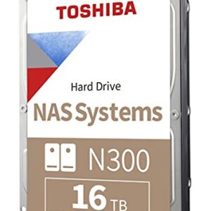 Toshiba N300 16TB NAS 3.5-Inch Internal Hard Drive - CMR SATA 6 GB/s 7200 RPM 512 MB Cache - HDWG31GXZSTA