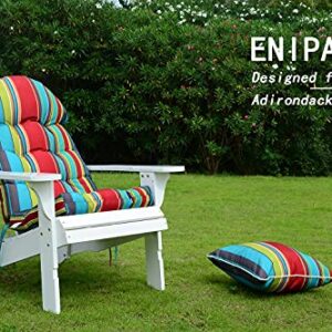 Enipate Weather Resistant Adirondack Chair Cushions High Back Indoor Outdoor Patio Tufted Lounge Cushion Seat Pads (Striped Color)