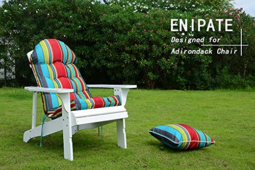 Enipate Weather Resistant Adirondack Chair Cushions High Back Indoor Outdoor Patio Tufted Lounge Cushion Seat Pads (Striped Color)