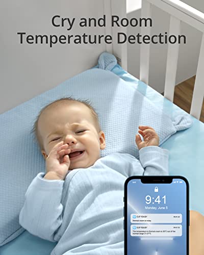 eufy Security Baby Monitor 2 with Wi-Fi, Security Camera, 2K Resolution with Pan & Tilt, AI Cry Detection Night Vision, Sound and Room Temperature Detection, Baby Camera Monitor, Requires 2.4GHz Wi-Fi