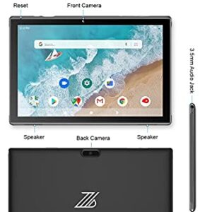 ZZB Tablet 10 Inch Android Tablets, 32GB ROM 512GB Expand，6000mah Battery, Quad-Core Processor 2GB RAM Tableta, 8MP Camera WiFi 10.1'' IPS HD Touch Screen Android 11 Tablet.