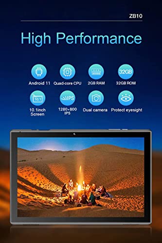 ZZB Tablet 10 Inch Android Tablets, 32GB ROM 512GB Expand，6000mah Battery, Quad-Core Processor 2GB RAM Tableta, 8MP Camera WiFi 10.1'' IPS HD Touch Screen Android 11 Tablet.