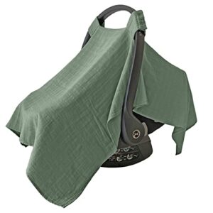 mozah 100% organic muslin carseat cover boy or girls muslin car seat cover car seat cover for babies (roman green)