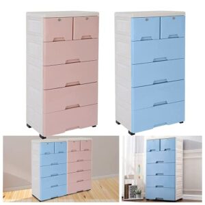 YIYIBYUS Plastic Dressers with Drawers, Plastic Drawers Organizer, Tall Plastic Drawers Dresser Closet Dressers with Drawers for Kids Girls Boys Baby Dresser Bedroom (Blue)